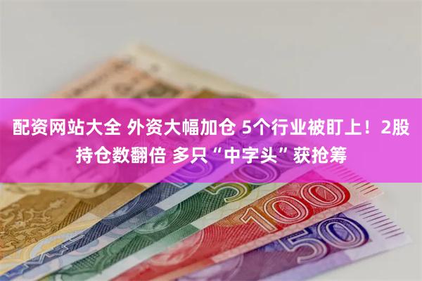 配资网站大全 外资大幅加仓 5个行业被盯上！2股持仓数翻倍 多只“中字头”获抢筹