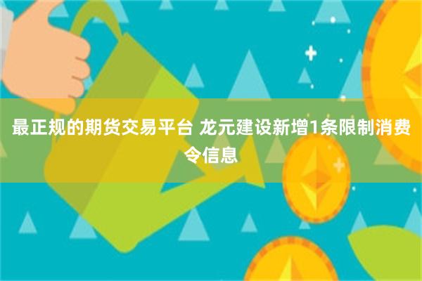 最正规的期货交易平台 龙元建设新增1条限制消费令信息